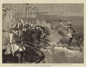 Grote Review voor de Prins van Wales in Delhi, Aanval van de Inheemse Cavalerie door Samuel Edmund Waller